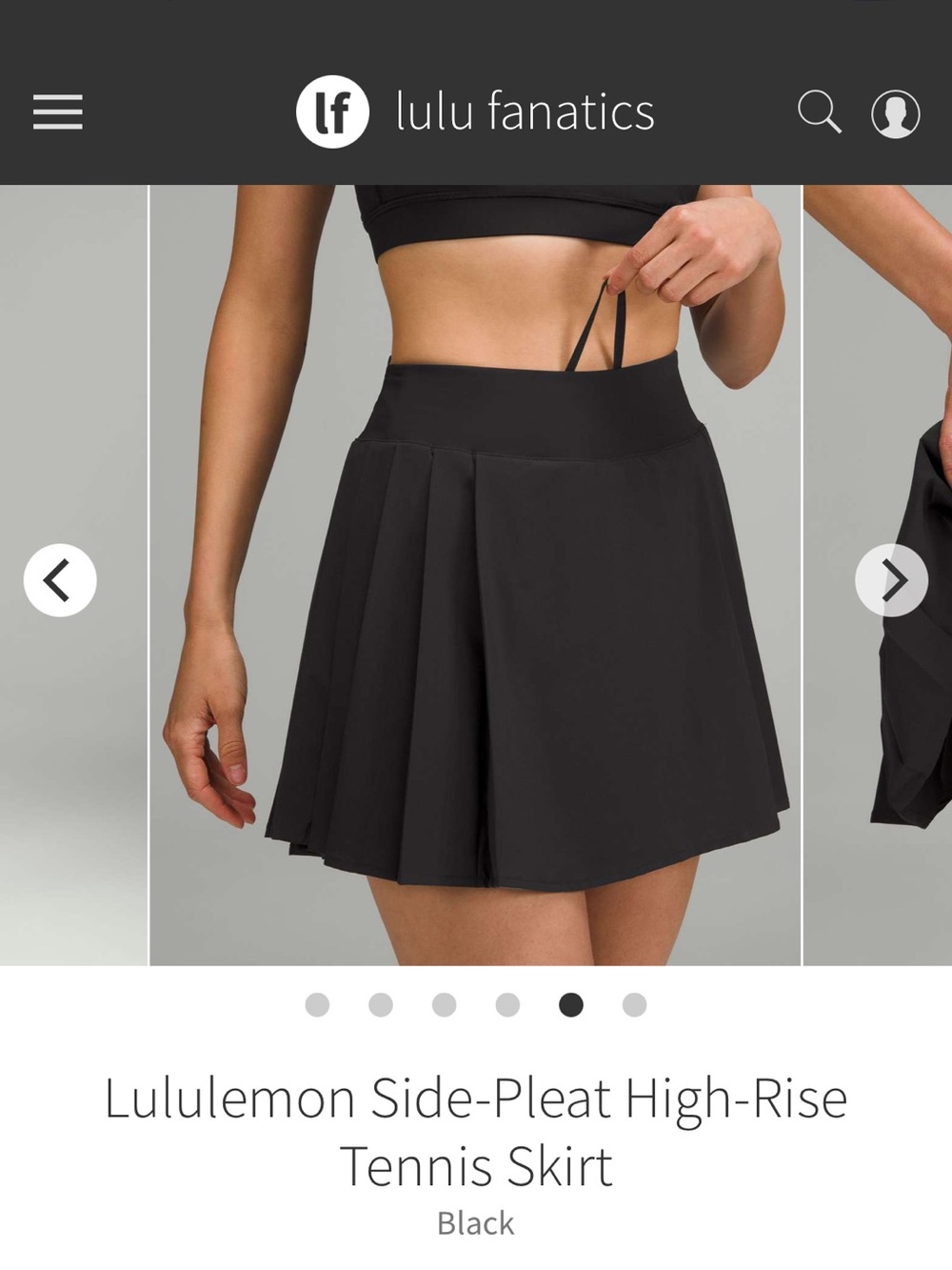 lululemon athletica Black Side-Pleat High-Rise Tennis Skirt size 4